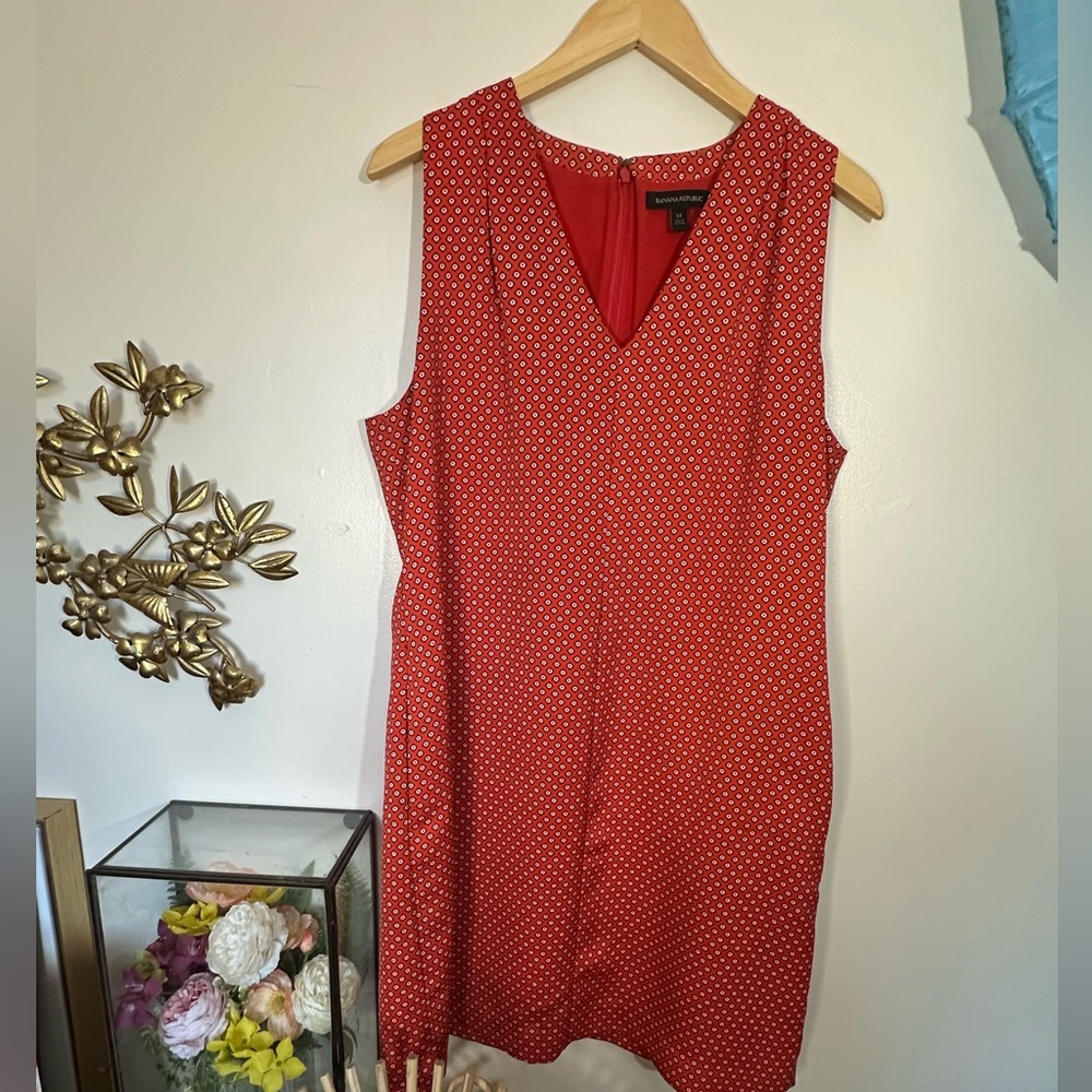 Banana Republic Orange, Pink, Black and White Geometric Dress